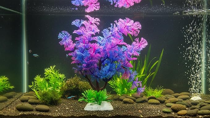 Aquarium Decor Set – Fish Tank Decorations & Accessories with Artificial Aquarium Plants, Shells, Coral Reef Decor, Betta Fish Tank Accessories & Ornaments for Small or Large Fish Tanks