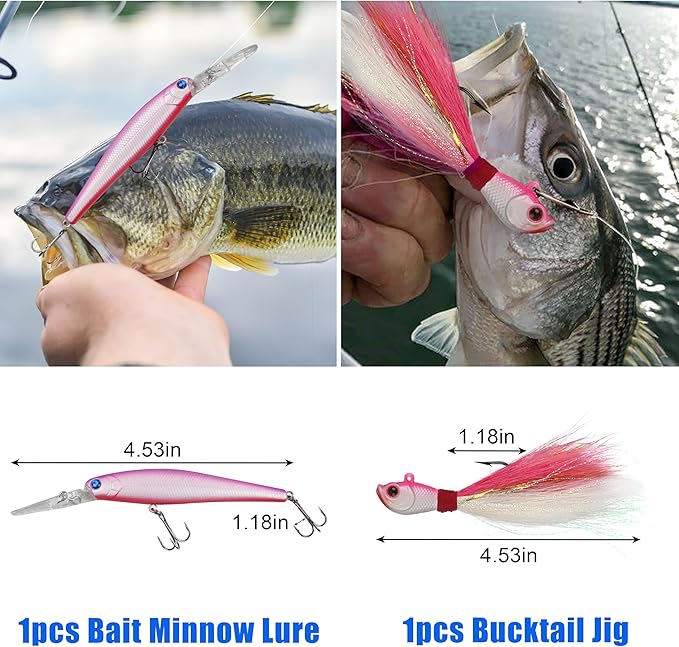 226pcs Saltwater Fishing Tackle Kit Include Fishing Lures Hooks Leader Rigs Bucktail Jig Weights Sinkers Swivel Snap Beads Various Accessories with Tackle Box for Freshwater Saltwater Fishing