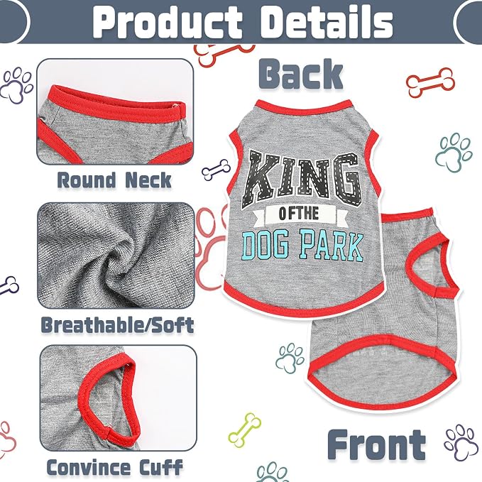 4 Pieces Dog Clothes for Small Dogs Girl Boy Summer Puppy Clothes for Chihuahua Yorkie Soft Cute Pattern Dog Shirt Spring Pet Cat Clothing Pink Rose Red Green XXS~M (Grey,Red,Black,Green, Medium)