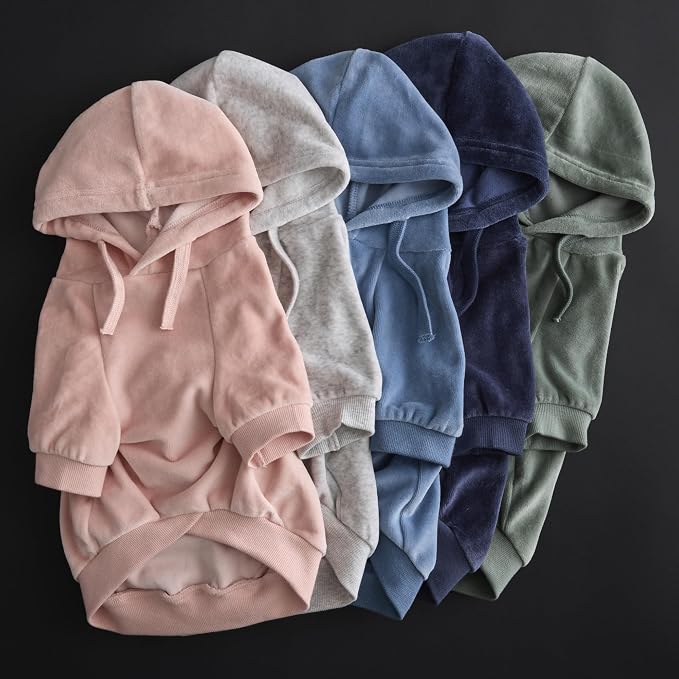 Pet Passion Cooper II Organic Cotton Velour Dog Hoodie Pet Coat for Small, Medium and Large Dogs, Navy, Large