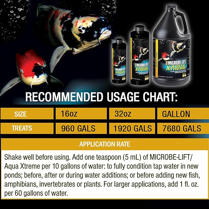 MICROBE-LIFT XTP Xtreme Water Conditioner Treatment for Ponds and Outdoor Water Gardens, Safe for Live Koi Fish, Plant Life, and Décor (1 Gallon)