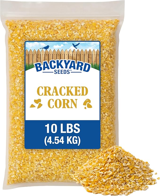 CountryMax Backyard Seeds Cracked Corn 10 lbs - High-Energy Animal Feed for Chickens, Squirrels, Deer & Wild Birds, Ground Feeding, High Protein