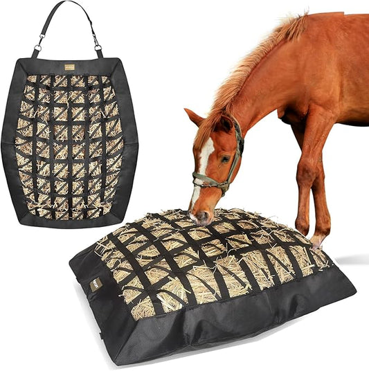 Hay Bag for Horses,Ultra-Slow Feed Hay Bag for Ground Feeding,Designs for Horses,Goats,Cows,Premium 1680D Oxford Cloth,Easy to Fill and Hang with Wide Opening and Adjustable Straps (1)