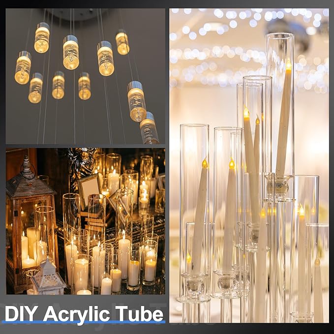 uxcell 2Pcs Clear Rigid Acrylic Pipe, 86mm(3.39") ID x 90mm(3.54") OD 8" Round Polycarbonate Tube Plastic Tubing for Plumbing, Lighting, Aquarium, DIY Projects