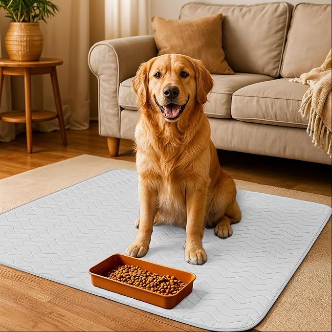 Utopia Bedding Washable Pee Pads for Dogs 18" x 24" (Pack of 4), Waterproof Incontinence Bed Pads for Adults, Elderly and Kids, Heavy Absorbency Pet Training Pads for Sofa and Couch (White, Blue)