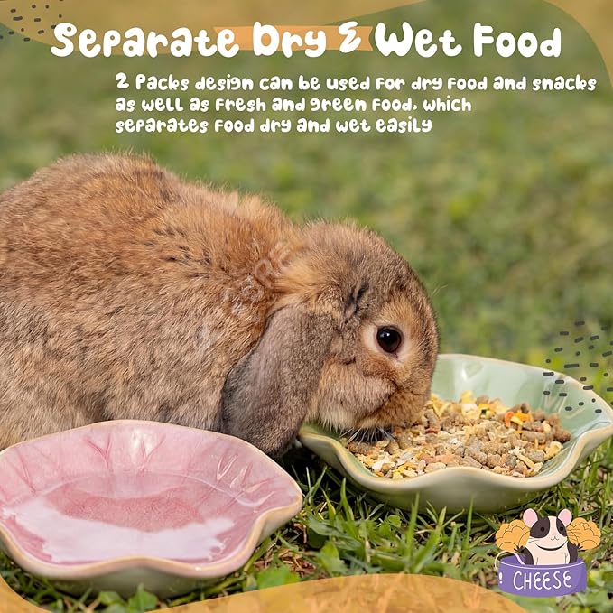 2 Pcs Hamster Food Bowl Ceramic Food Water Feeding Dish for Hamster Guinea Pig Hedgehog Gerbil Dwarf Rat Mice Chinchilla Sugar Glider(Lotus Leaf)