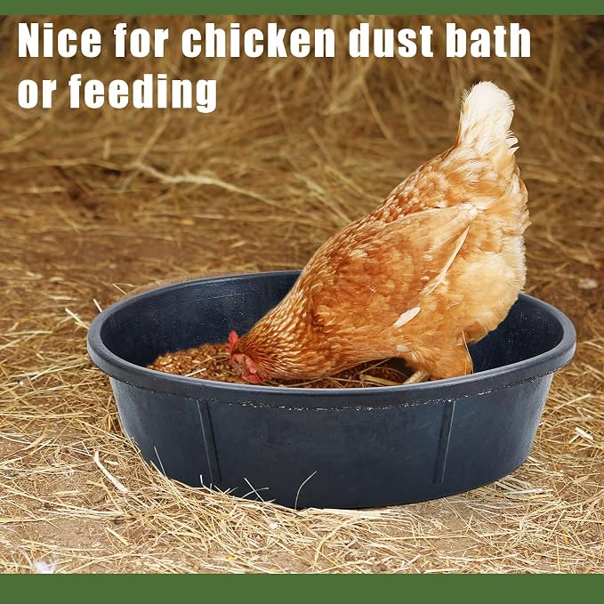 Sadnyy 8 Pcs Rubber Feed Pan 12 Quart/ 3 Gallon Utility Horse Feed Bucket Rubber Bowl Chicken Dust Bath Container Horse Feeder for Goats Livestock Animal Feeding Cats Dogs Pigs