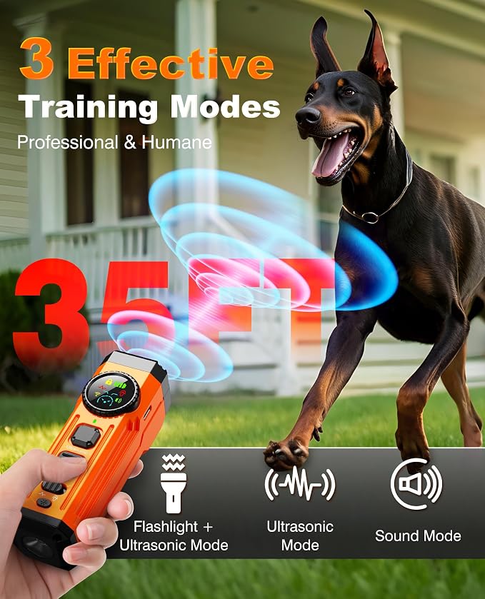 2026 Upgraded Smart Display Anti Barking Device for Dogs, 3X Dog Bark Deterrent Devices Bark Control with Screen & Flashlight, Rechargeable Dog Barking Silencer Portable for Indoor & Outdoor Use