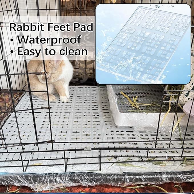 kathson 4 Pcs Rabbit Feet Pad Plastic Bunny Cage Floor Mat Foot Resting Hole Leak Water Nest Mat Pet for Small Animal Hamster Rat Chinchilla Guinea Pig Cats Dogs (White)