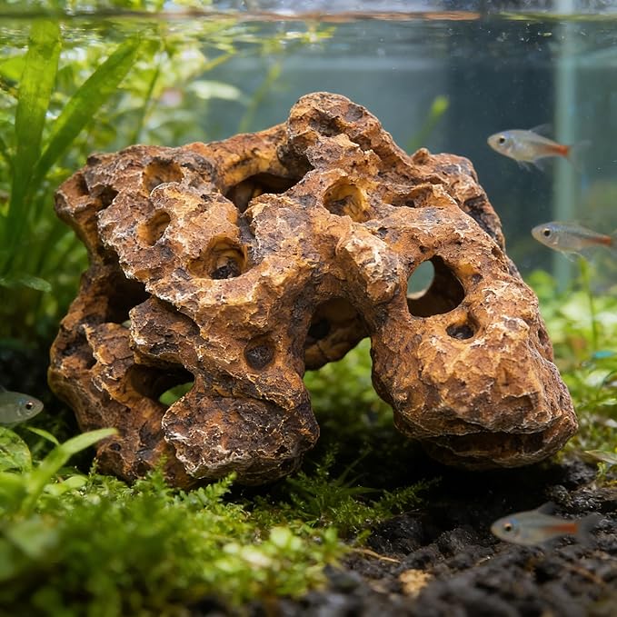 M2cbridge Large Aquarium Resin Holey Rock Decorations Hideouts Mountain Hideaway Caves Aquascaping Color A