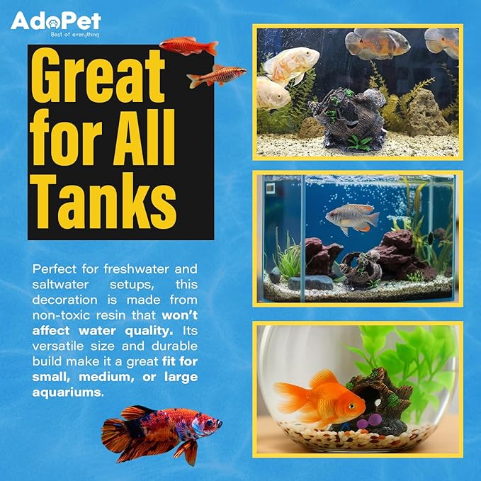 Oak Barrel Aquarium Decoration 4.3" – Resin Fish Tank Ornament with Multiple Hiding Spots, Safe Shelter for Small and Medium Aquariums, Stress-Relief Underwater Decor, Easy to Clean