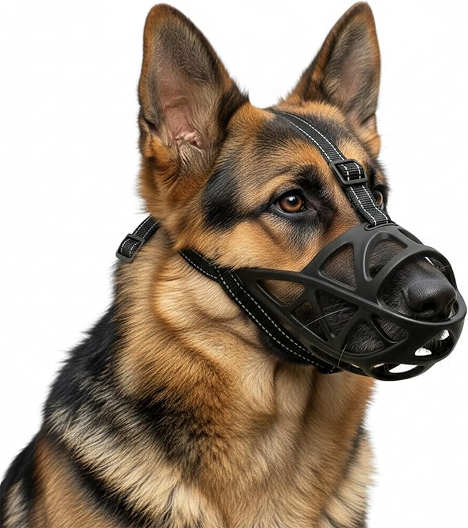 Dog Muzzle, Adjustable Pet Mask with Reflective, Breathable Pet Mask for Large Dogs, Medium Dogs, Small Dogs, Prevents Chewing and Biting, Durable Dog Muzzle that Allows Panting (S)