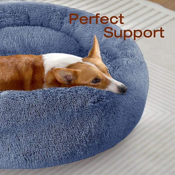 JOLLYVOGUE Dog Beds Large Sized Dog, Calming Anti-Anxiety Dog Bed, Fluffy Donut Cushion for Extra Large Pets (45")