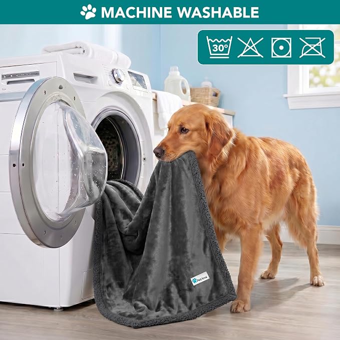 PetAmi Dog Blanket for Medium Large Dogs and Pets, Soft Sherpa Fleece Pet Blanket Throw Cats Puppies, Reversible Plush Couch Cover Protector Sofa Bed Car Seat, Machine Washable, 80x60, Solid Dark Gray