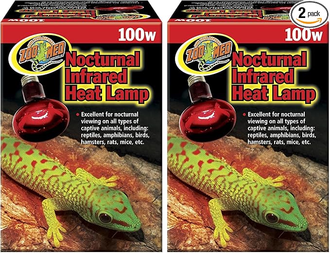 Zoo Med Nocturnal Infrared Heat Lamp, 100 Watts (Pack of 2)