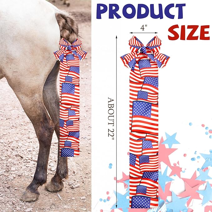 Huhumy 6 Pcs Horse Tail Bag Breathable Guard 22" Slip on Horse Care Tail Wrap 2 Strand Closure Straps Grooming Supplies to Keep from Dirt Breakage Rubbing 6 Designs(Modern Style)