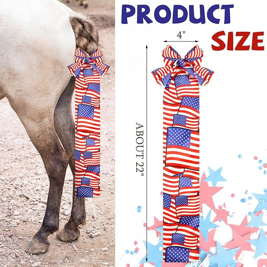 Huhumy 6 Pcs Horse Tail Bag Breathable Guard 22" Slip on Horse Care Tail Wrap 2 Strand Closure Straps Grooming Supplies to Keep from Dirt Breakage Rubbing 6 Designs(Modern Style)