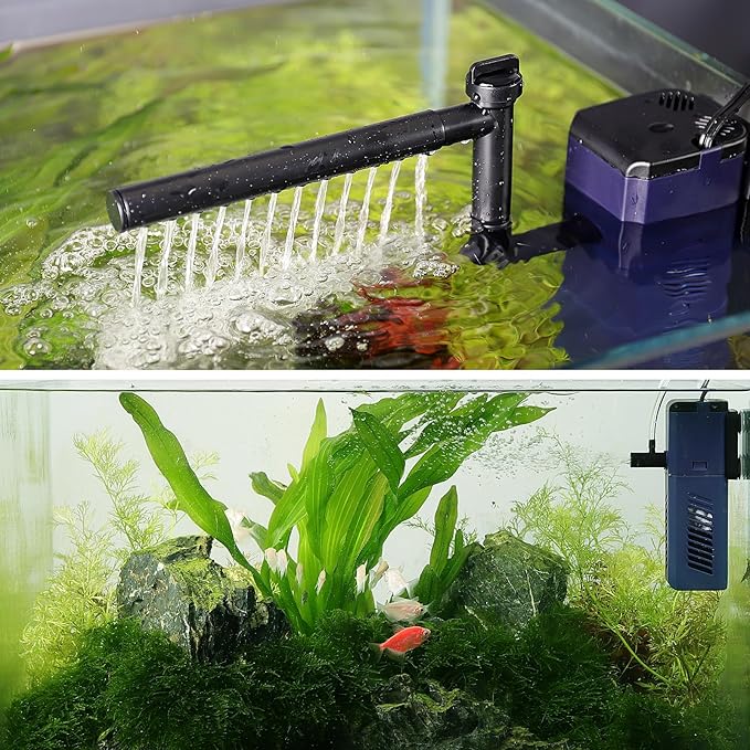 fishkeeper Aquarium Internal Filter,Adjustable Submersible Fish Tank Filter with 135GPH Water Flow, Ultra Quiet Biochemical Sponge Filter for 25-100 Gallon Tank(5W)