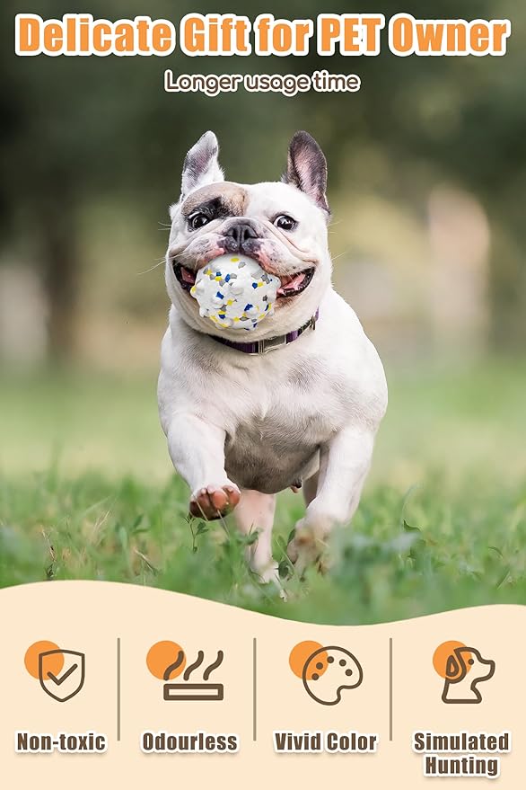 Moonorange 2.36'' Dog Balls for Dogs Aggressive Chewers Indestructible Tennis Durable Bouncy Interactive Dog Toy Balls for Fetch Game Floating Training(White Medium)