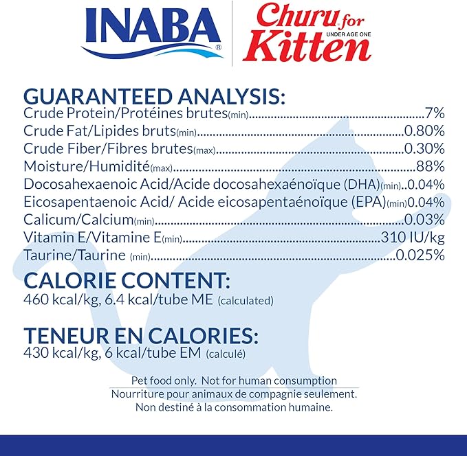 INABA Churu for Kittens, Creamy, Purée Lickable Cat Treats with DHA, EPA, Vitamin E & Taurine, 0.5 Ounces Each, 24 Tubes (4 per Pack), Chicken Recipe