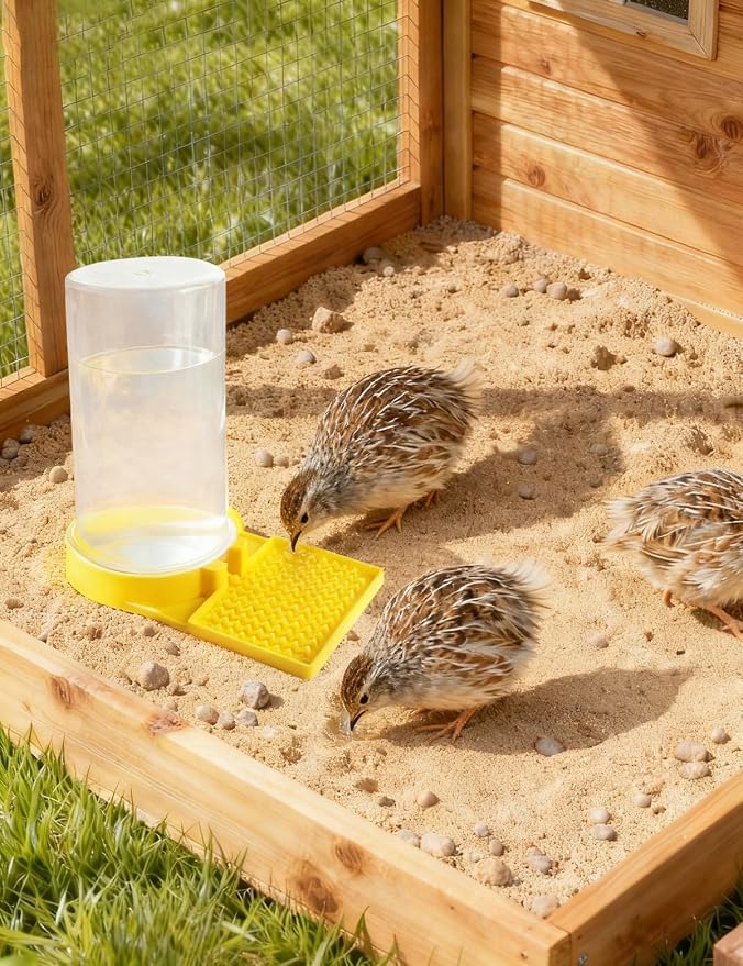 Large Capacity Quail Water Feeder,Button Quail Supplies for Quails Cage, Multi-Use as Quail Feeder, Quail Waterer, Chick Waterer,Baby Chick Waterer, Ideal Quail Feeders for Baby Bird