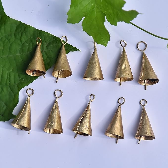 10 Pcs 1.75 Inch Bells for Crafts , Home Decor , Christmas Bell Ornaments , Christmas Bell Decorations , Christmas Bells for Decoration - Vintage Jingle Bells Small Gold Bell Witch Cow Bells