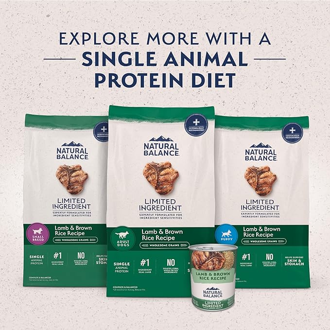 Natural Balance Limited Ingredient Puppy Dry Dog Food with Healthy Grains, Lamb & Brown Rice Recipe, 4 Pound (Pack of 1)