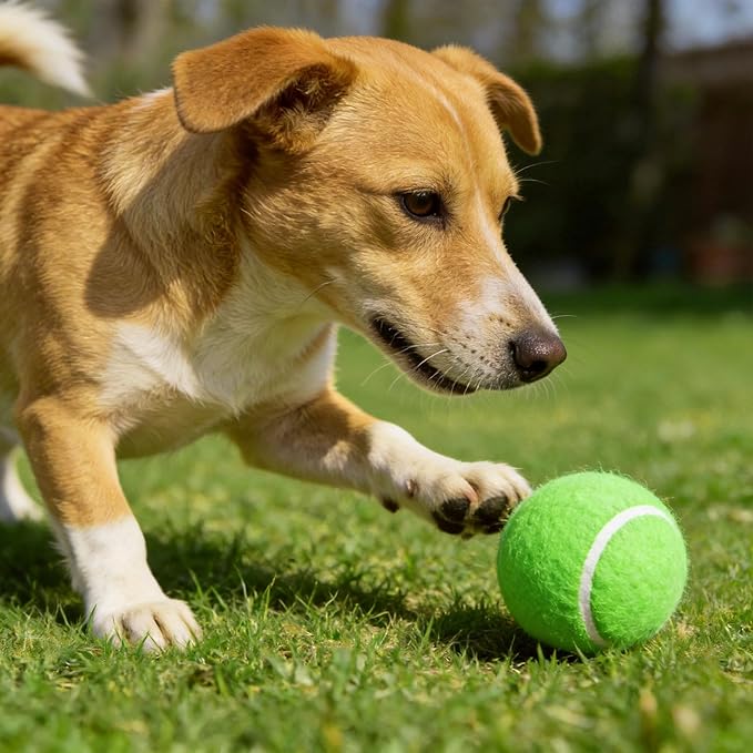 3-Pack Tennis Ball Dog Toys with Squeaker, Interactive Fetch Play for Pets 40 lbs and Over ，Training Balls for Indoor & Outdoor Exercise, 3.28-inch (Green, 18PCS)