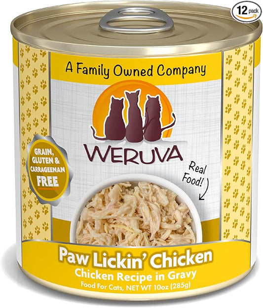 Weruva Classic Cat Food, Paw Lickin’ Chicken with Chicken Breast in Gravy, 10oz Can (Pack of 12)