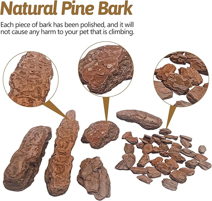 BNOSDM Reptile Pine Bark Substrate 17oz Tortoise Bedding for Habitat Natural Flat Cork Wood Bulk Terrarium Reusable Bark Pieces for Lizard, Crested Gecko, Spider, Chameleon, Ball Python, Tree Frog