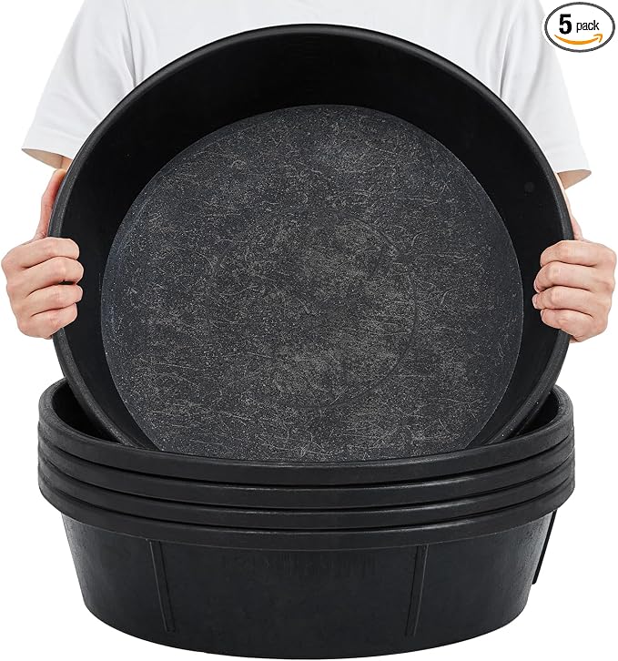 Sadnyy 5 Pcs Rubber Feed Pan 12 Quart/ 3 Gallon Utility Horse Feed Bucket Rubber Bowl Chicken Dust Bath Container Horse Feeder for Goats Livestock Animal Feeding Cats Dogs Pigs