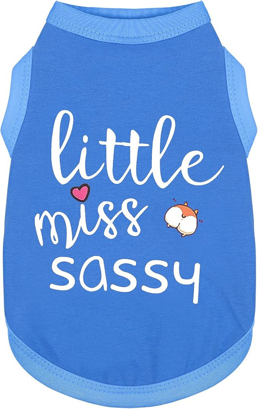 Paiaite Dog Clothes Fashionable Sleeveless Pet Vest: 'Little Miss Sassy' Printed Cotton Dog Shirt, Ideal for Small, Medium, and Large Breeds, Ensuring Comfort and Breathability Blue XXL