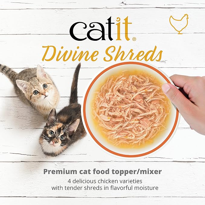 Catit Divine Shreds Premium Cat Food Topper, Chicken with Liver & Broccoli