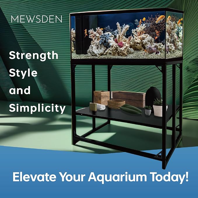 Fish Tank Stand, 40 Gallon Heavy Duty Metal Aquarium Stands, Reptile Tank, Turtle Tank, Breeder Tank Stand, 660LBS Capacity Terrarium Stand Rack with 2-Tier Storage Shelves (Black, 36.5"x18.5"x29.5")