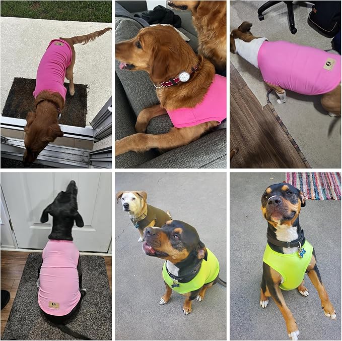 KOOLTAIL Boy Dog Clothes for Large Dogs, 2 Pack Cotton Summer Dog T Shirts UV & Insect Protection for Outdoor Camping, Anti-Hair Loss & Breathable Sleeveless Pet Vest Tank Tops Apparel, Black&Grey,XXL