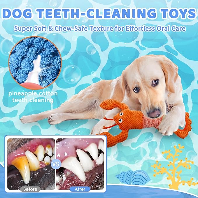 YZHDUXIU Tug of War Dog Toy, Squeaky Dog Toys Interactive Lobster Puppy Toys with Crinkle Paper to Keep Them Busy
