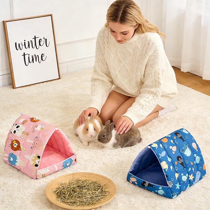 4 Pcs Guinea Pig Hideout, Guinea Pig Bed Tunnel Washable Small Animal House Cage Accessories for Mouse Chinchillas Hamsters Hedgehogs Ferrets Bearded Dragons and Rats Other Small Animals