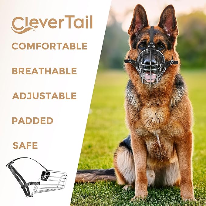 German Shepherd Muzzle for Large Sized Dog – Metal Dog Muzzle for German Shepherd – Steel Basket Muzzles for Large Dogs – Wire Cage Muzzles for Medium Dogs Husky, Belgian Malinois