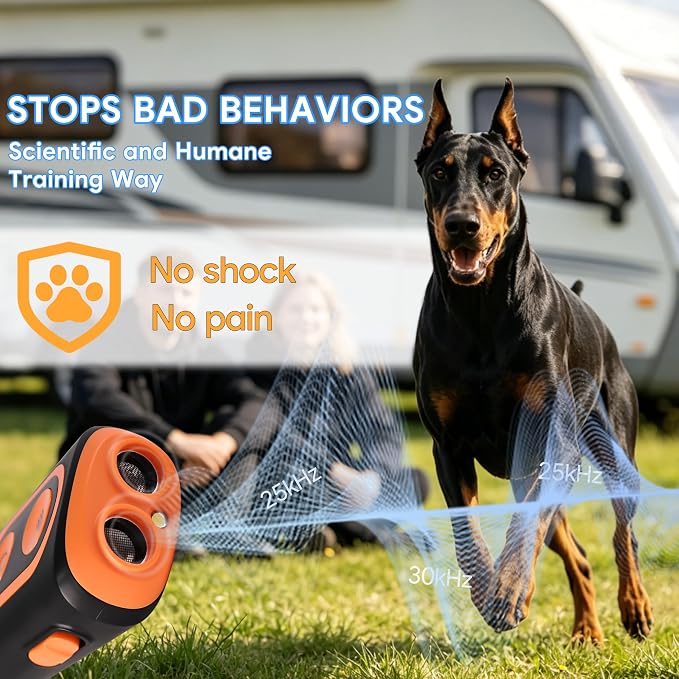HYCFYJR Dog Bark Deterrent Device Anti Barking Device for Dogs Barks No More Indoors Outdoors Behavior Correct Safe & Humane Rechargeable with Flashlight Correct Bad Behavior of Own or Neighbor's Dog