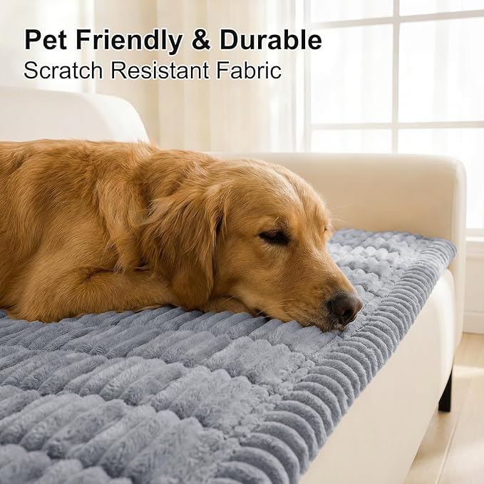 Smiry Couch Cover for Dogs, Non Slip Washable Sofa Protector for Pets, Soft Furniture Cover for Pet, Stylish Sofa Covers, Cozy Protect Against Fur, Dirt & Everyday Messes (Grey, 27.6" x 88")