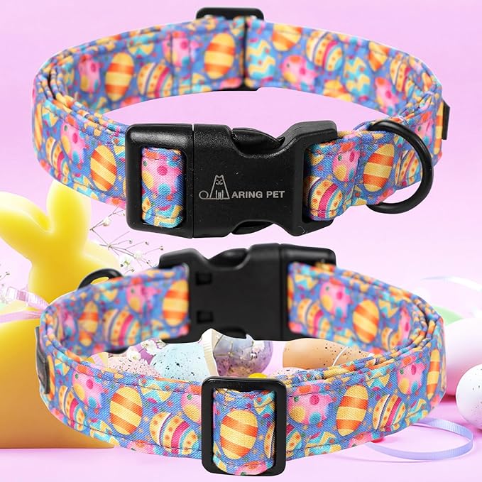 ARING PET Easter Dog Collar, Cute Purple Eggs Pet Collars with Quick Release Buckle for Puppy Small Medium Large Boy Girl Dogs-XS