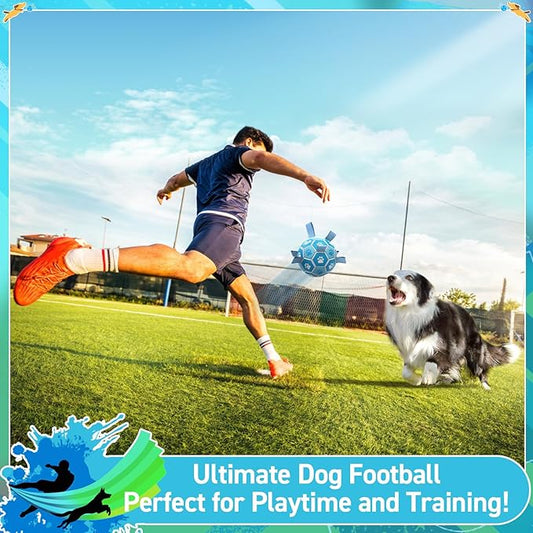 QDAN Dog Balls, World Cup Balls for Dogs, Soccer Ball for Dogs with Straps, Outdoor Dog Toys for Medium (6 Inch)