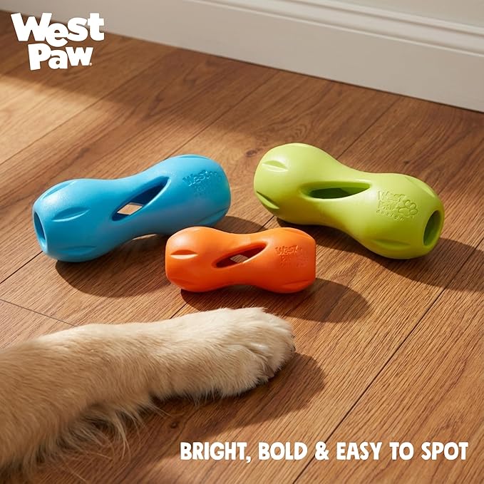 West Paw Qwizl Durable Zogoflex Dog Puzzle Toy for Mental Stimulation, and Enrichment - Treat Dispensing for Bully Sticks and Dental Sticks - Dishwasher Safe - Made in USA - Large - Ruby