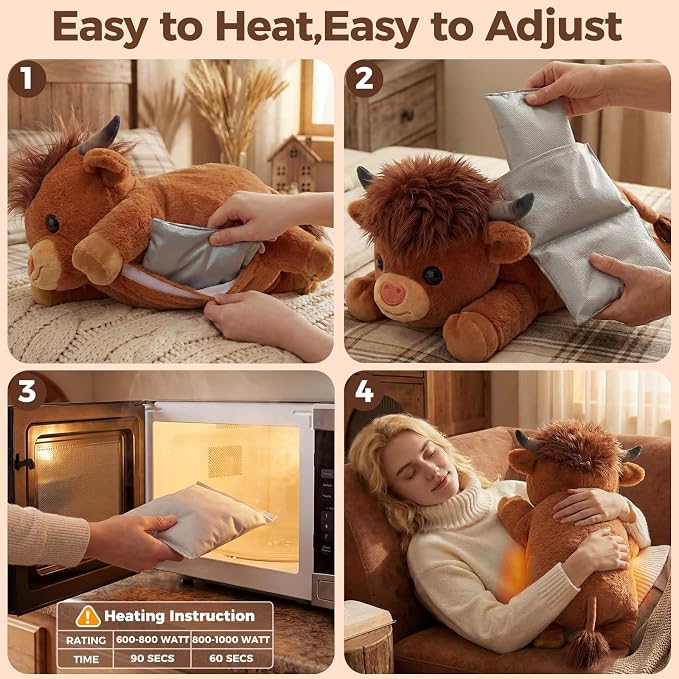 Mewaii Huggwaii Weighted Stuffed Animals with Microwavable Heating Pad - 5 lbs Adjustable, Heatable & Coolable Stuffed Animal for Realistic Hug, Removable Inner Pad, Plush Gifts for Kids (23 Inch)