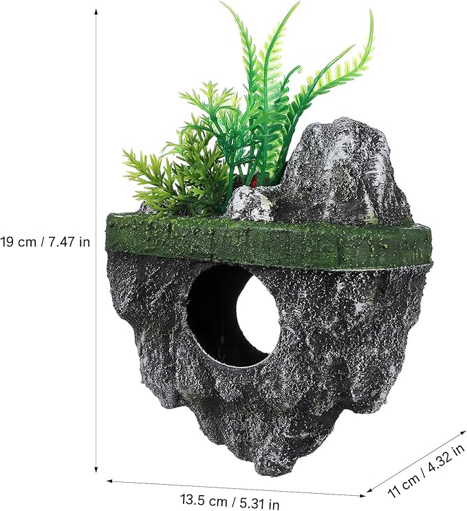 jojofuny Floating Aquarium Decoration Realistic Rock Landscape Ornament Fish Tank Hideout Shelter for Betta Guppies Goldfish Shrimp Hermit Crabs 4.7X6.3X3.1 Inches