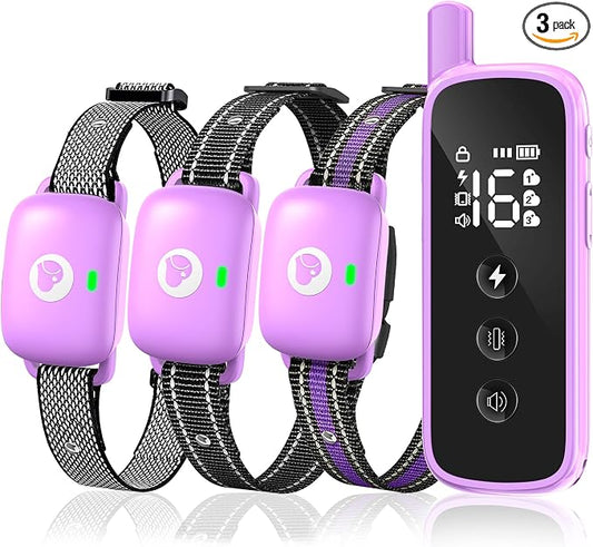 Dog Traning Collar - 2600FT Shock Collar for Dogs with Remote Control, IP68 Waterproof 3 Modes (Beep/Vibration/Shock) Ecollar, Security Lock for Large Medium Small Dogs, Purple