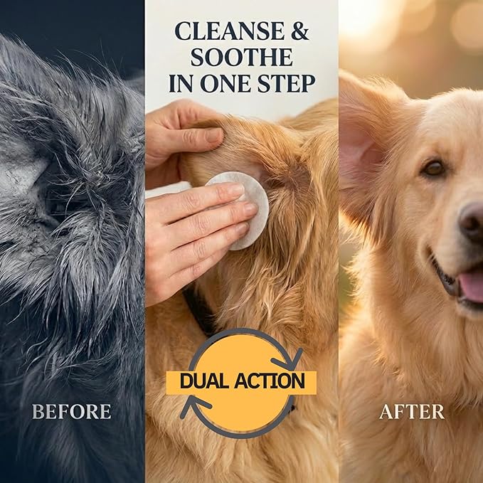Smiling Paws Pets Ear Wipes for Dogs | Dog Ear Wipes Otic Cleanser for Dogs to Stop Ear Itching with Aloe and Eucalyptus Made in USA 100 Count