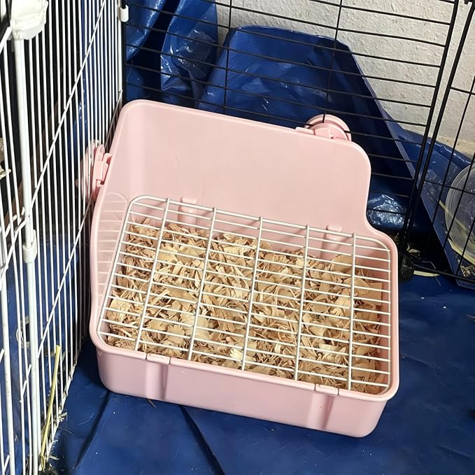 kathson Guinea Pig Litter Box,Bunny Potty Training,Plastic Square Small Animal Toilet,for Hamster Chinchilla Ferret Hedgehog Gerbil (Pink)