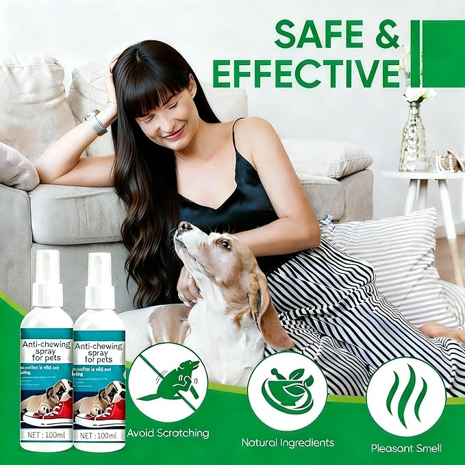 2 Pack Bitter Apple Spray for Dogs, No Chew Spray for Dogs, Natural Training Aid for Dogs & Puppies, Stop from Chewing and Biting on Furniture, Shoes, Plants, Indoor & Outdoor Use