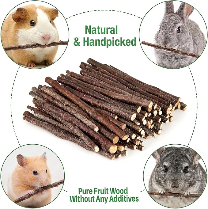 Sukh Natural Organic Apple Sticks - 340g Apple Sticks for Rabbits,Hamster Chew Stick for Hams Rabbit Bunny Gerbil Guinea Pig Squirrel Chinchilla,Small Animal Chew Sticks